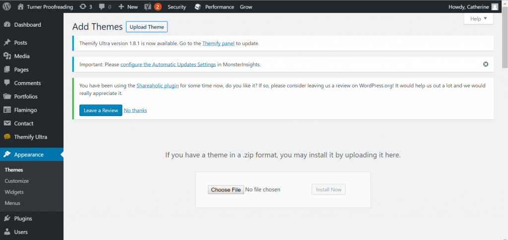 Upload new theme